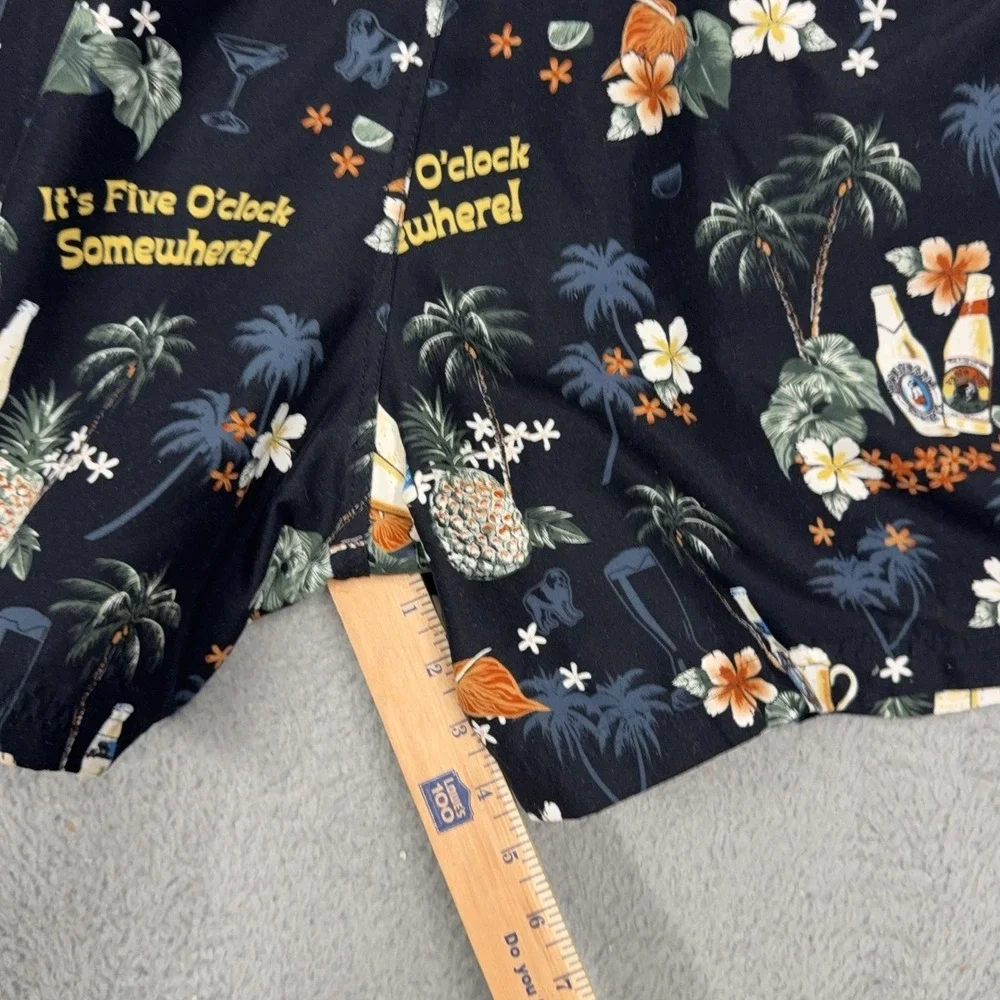 Big Dogs Swim Trunks Mens 2XL Black Hawaiian Beer Print Elastic Waist Mesh Lined
